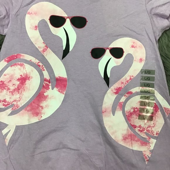 Manguun | Girl's T-shirt | Purple | Flamingos | Various Sizes - Picture 2 of 4